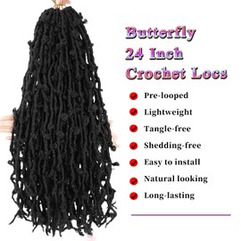 Butterfly Locs Crochet Hair 24 Inch Pre Looped Distressed Butterfly Locs Crochet Braids Soft Messy Butterfly Locs Crochet Hair Faux Locs Crochet Hair Extensions