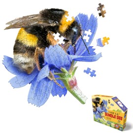 Madd Capp Lil' Bumble BEE 100 Piece Jigsaw Puzzle for Ages 5 & Up- Unique Animal-Shaped, Poster-Sized, Pieces are Oversized for Easy Handling Includes Educational Madd Capp Fun Facts, Mulitcolor