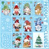 BORAMDO Christmas Window Clings 11 Sheets, Christmas Gnome Snowflake Window