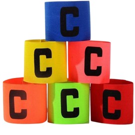 GeneX Captain Mark Armband, Set of 6, Soccer Armband, Durable, Elastic, Velcro Included, For Various Competitions, multicolor