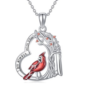 Suiknsn Cardinal Necklace for Women 925 Sterling Silver Tree of Life Red Cardinal Pendant Necklace Cardinal Jewelry Birthday Gifts for Cardinal Lovers Friends Christmas Stocking Stuffers