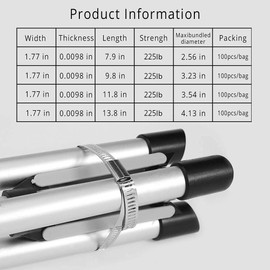 payanwin 100pcs Heavy Duty 304 Stainless Steel Cable Ties Wrap Coated Self Locking Metal Zip Ties (5.90 inch)
