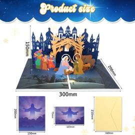 HOWAF Pop Up Christmas Cards Christmas Nativity Scene Card With Envelope, 3D Christmas Cards Pop Up The Nativity Jesus Religious Merry Christmas Greeting Cards for Christmas Gifts Christmas Presents