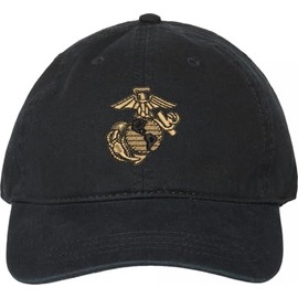 U.S. Marine Corps Eagle, Globe, and Anchor (EGA) Unstructured Dad Cap (Black)