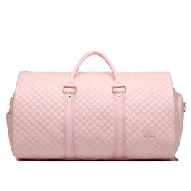 Convertible Carry on Garment Bag for Women,Leather Garment Bags for Travel with Shoe Pouch 2 in 1 Hanging Suitcase Suit Bag for Women Travel Bags for Women Duffle Bag Garment Bag Gifts for Women Pink