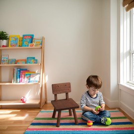 DoFanXinYe Toddler Chair Wooden Kids Desk Chair with Non-Slip Foot Mat Wood Wax Oil Craft Sensory Table for Kids Party Playroom Home School Boys Girls Age 2+ Size：10" L X 10" W X 18" H