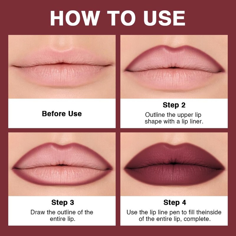 6 Colors Matte Lip Liner Pencils with Sharpener, Waterproof Long