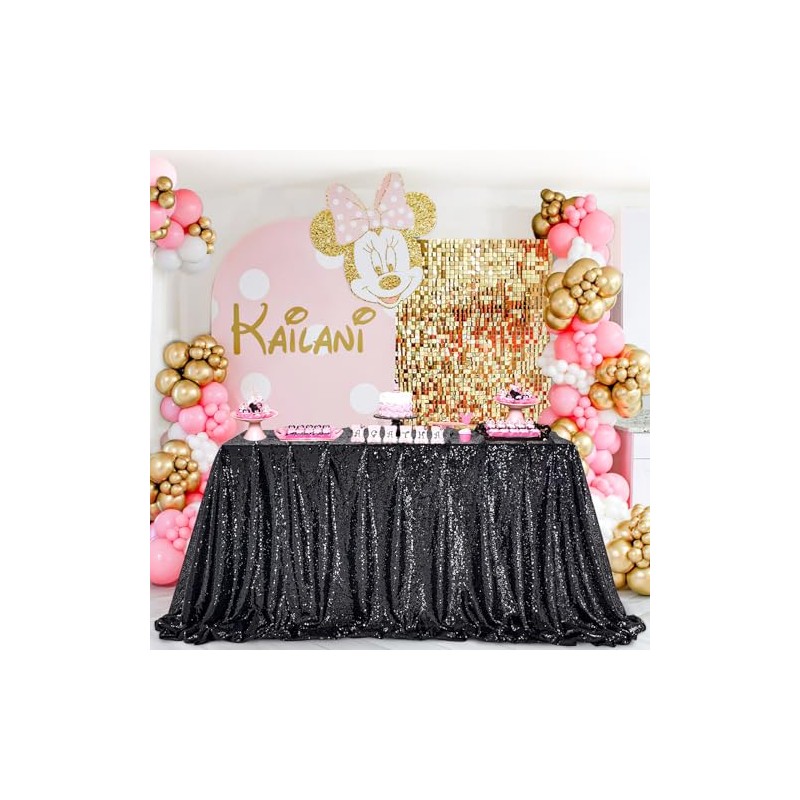 QueenDream - Mantel de Lentejuelas Negras de 60 x 102