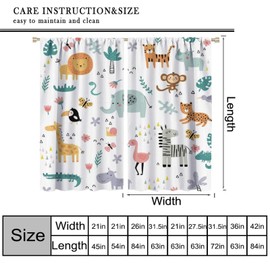 Nitmbi Woodland Nursery Curtains,Cartoon Jungle Lion Elephant Retro Safari Animals Watercolor Forest Pattern 2 Panel Rod Pocket Window Drapes for Kids Boy Bedroom Decor 20.5" W X 45" L 30%