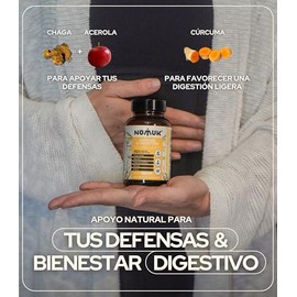 Defense  Digestion Hongos Adaptgenos Chaga Cola de Pavo Eleuthero Acerola Curcuma Suplementos Alimenticios Capsulas 100 Naturales Veganas 30 Tomas    