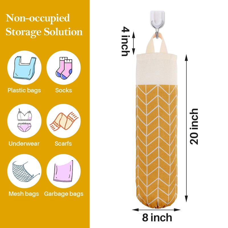LeCorner Plastic Bag Holder, Canvas Grocery Bag Holder Dispenser, Wall