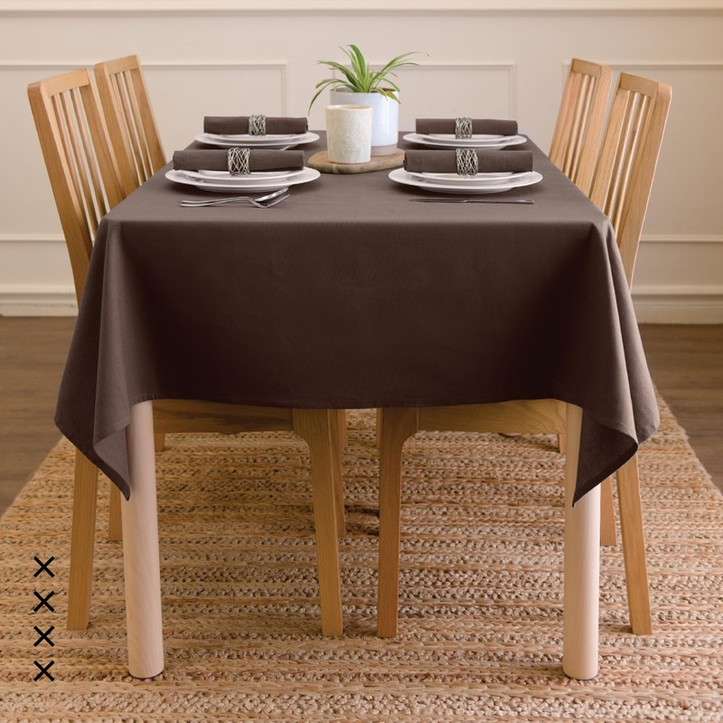 Encasa XO Cotton Canvas Tablecloth | Dark Taupe Plain |