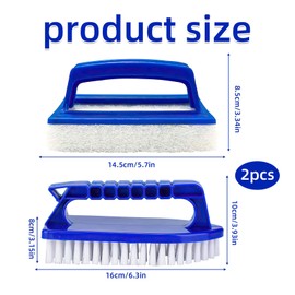 2 Stück Pool Schwamm Bürsten, Pool Randreiniger, Blau Mit Griff Schwimmbadbürste, Poolreinigung Schwamm, Handschrubber, Pool Reinigungsbürste für Spa, Algenbürste Geeignet zum Reinigen von Schmutz (B)
