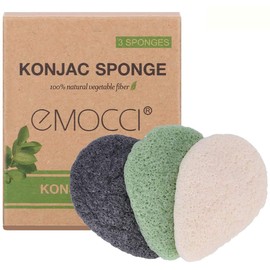 Natural Organic Konjac Sponge Facial Cleansing Sponges with Activated Carbon Scrub Made of Bamboo, Super Gentle for Sensitive Body Skin
