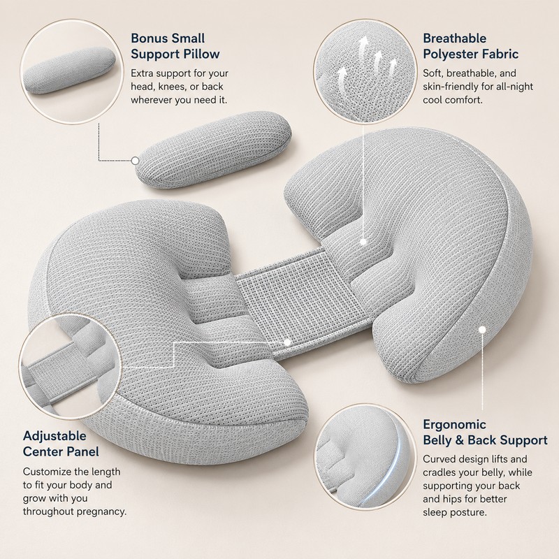 U-Shaped Maternity Pillow for Side Sleeping – Full Body Pregnancy