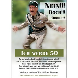 Invitation Cards for Birthdays, Any Age 40, 50, 60, 70, Desired Text, Design Yourself, 10 Cards, DIN A6, Funny Retro Motif
