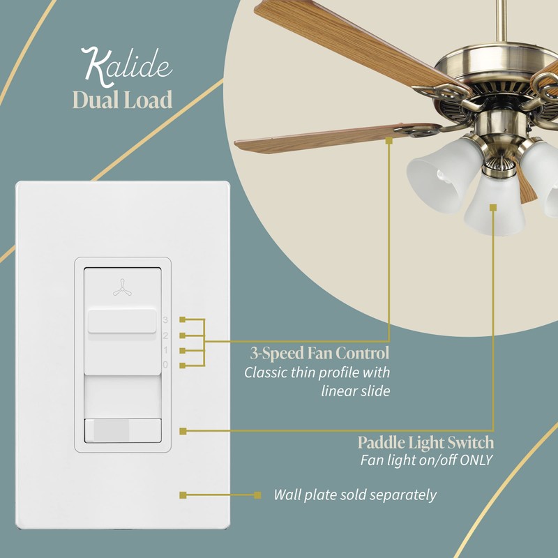 TOPGREENER Kalide Light Switch and 3-Speed Ceiling Fan Control Combo,