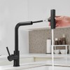 OWOFAN Kitchen Faucet with Pull Down Sprayer Black Waterfall Single