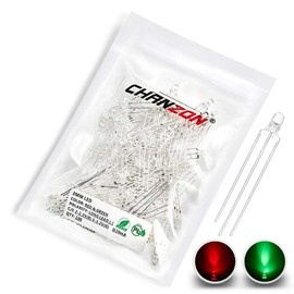 CHANZON 100 pcs 3mm Red & Green LED Diode Lights Common Cathode(Clear Round Transparent Bicolor) Bright Lighting Bulb Lamps Electronics Components Indicator Light Emitting Diodes