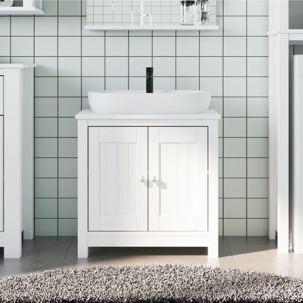 Gecheer Bathroom Sink Cabinet Berg White 23.6"x13.4"x23.2" Solid Wood Pine