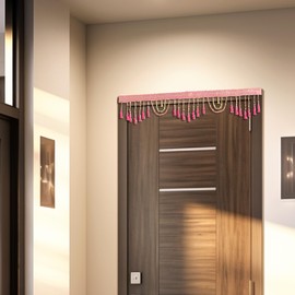 Toran Bandanwaar Decoración tradicional para colgar en la pared, puerta del hogar, templo, festival, función de boda, decoración y regalo (Toran rosa y verde)