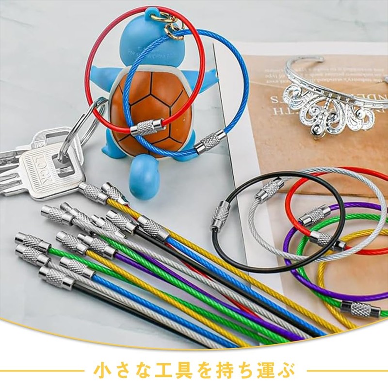 [YANGMUDAN] ワイヤーキーホルダー リング キーホルダー ステンレス制キーリング 長い鍵収納ツール 鍵整理収納 帯小型 紛失防止 盗難防止