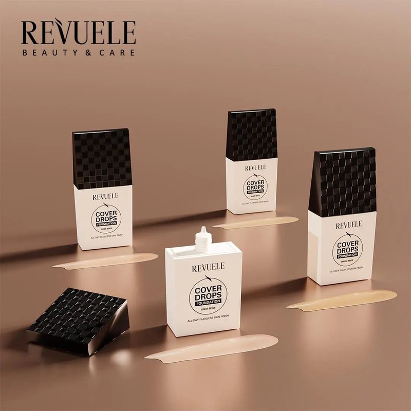 Revuele Cover Drops Foundation, Sand Beige - Lichte huid met