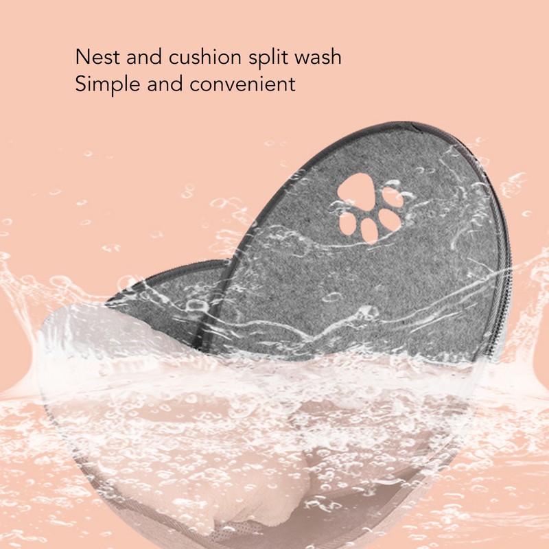 Cat Cave Bed Detachable Washable Semi Enclosed Felt Kitten Hideout