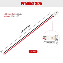 YIXISI YIXISI 25 Stcke 17mm VorDrahtete LED Streifen, 2835 SMD LED, Modellbau Led Beleuchtung, 12-18V LED Streifen, Wei?