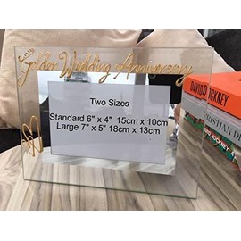 Golden (50th) Wedding Anniversary Photo Frame Land (Milestone) Large 7” x 5”