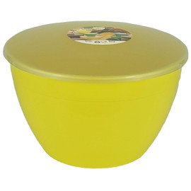 Just Pudding Basins 4 Pint Large Bowl with Lid for Steaming and Mixing Durable Plastic Dishwasher Safe Colour Yellow