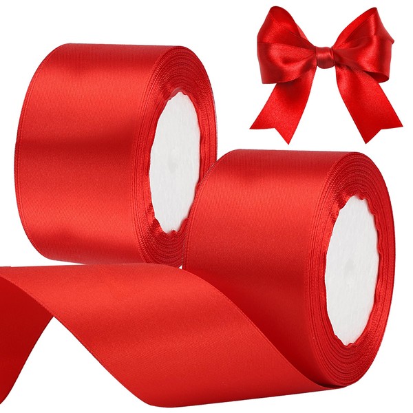 2 Ribbons 22 m Satin Ribbon Gift Ribbon Red 50
