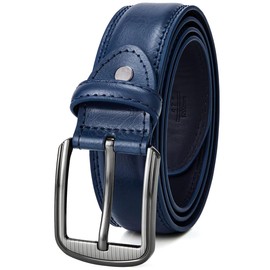 FIORETTO - Cinturones de piel auténtica para hombre, estilo casual, para todos los días, con hebilla de metal, para el trabajo y negocios, Azul Marino (22067), 38