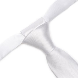 Ladeheid Children's Tie for Boys - Elegant Shiny Look, Pre-Tied with a Velcro Fastening, Perfect for Special Occasions - Stylish Tie Size 31 cm x 4 cm TKS, White