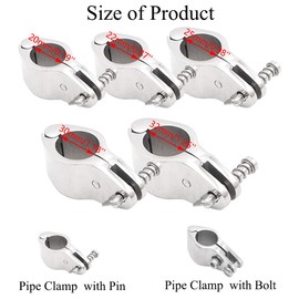 2 x Marine Pipe Clamps 22mm with Pin Stainless Steel Jaw Slider Marine Hardware Hardware Awning Clamp Deck Hardware for Boat Bimini Top Jaw Slider Hinge