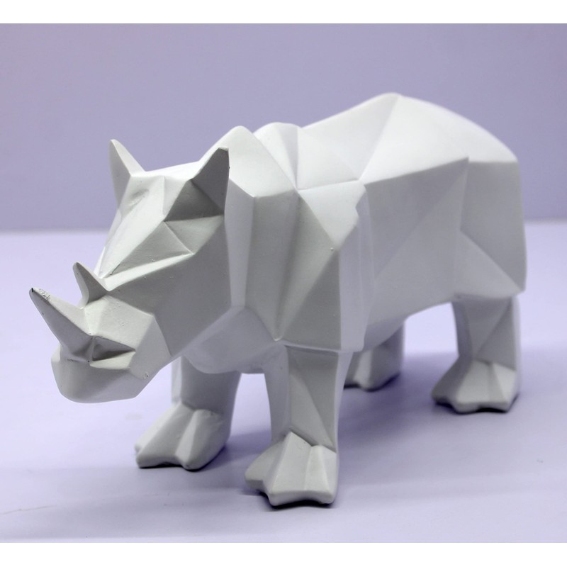 eSplanade RHINO White Resin Showpiece Figurine Home Decor 10" Length