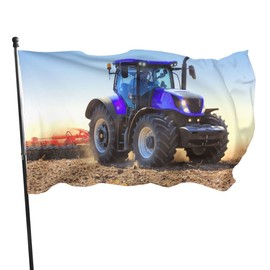 Decorative House Flag Yard Banner Wheat Harvest Tractor Print All Seasons Holiday Welcome Yard Flag Lawn Decor 3x5ft