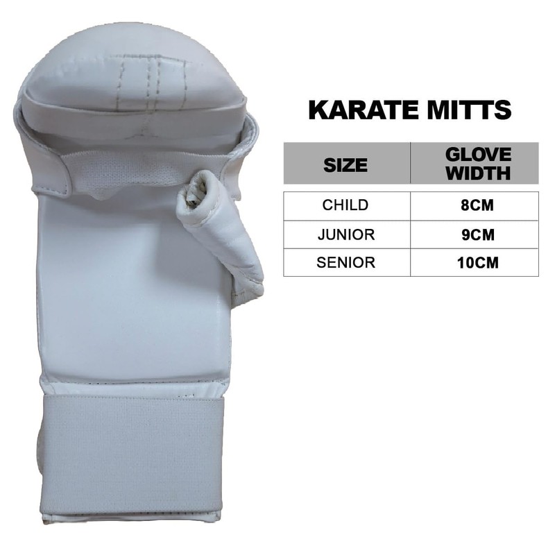 Cimac Competition Karate Mitts with Thumb - Senior, White -