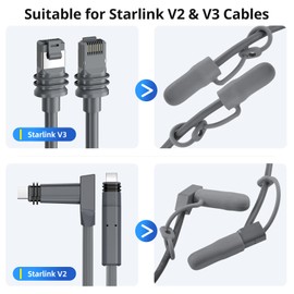 Starlink Cable end caps (1Pair,Silicone,Gen 2/Gen 3 Universal,Fully Seal Protector) Starlink V2 V3 Cord Cover, Starlink Router & Antenna Accessories
