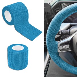 HQRNYP 2PCS Steering Wheel Wrap Tape No-Slip, Steering Wheel Cover, Sweat Absorption Tape for Protection Self Adhesive, Universal Breathable Vehicle Interior Accessories for Car Truck SUV (Light Blue)