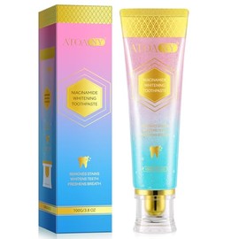 Niacinamide Whitening Toothpaste – Intensive Triple Whitening Toothpaste for Deep Stain Removal, Fresh Breath, Natural Mint & Peach Flavor, Gentle Formula Improves Gum Health, 3.5oz