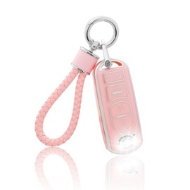 YO&YOYE for Mazda Key Fob Cover with Keychain, Pink Soft TPU Key Case Protection Shell Fit for Mazda 3 6 8 Miata MX-5 CX-3 CX-5 CX-7 CX-9 Smart Remote