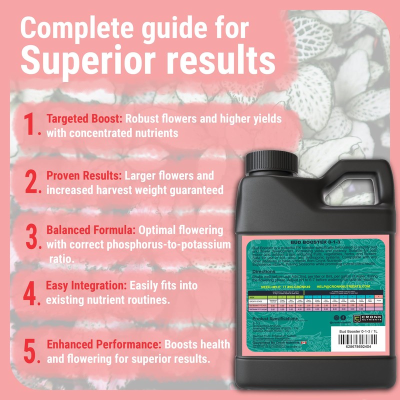 Cronk Nutrients Bud Booster - Best Budding Fertilizer for Maximum