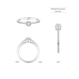 925 Sterling Silver Lab Grown Diamond Engagement Ring,Classic Solitaire Promise Wedding Band (Classic Ring, White Gold, Sterling Silver, 5)