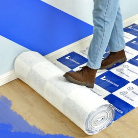Floor Protection Film, Temporary Floor Covering - Anti Slip,Paint Proof, Self Adhesive Surface Protection Film with Reusable Material (Blue and White, 40" x100ft(1x31m))