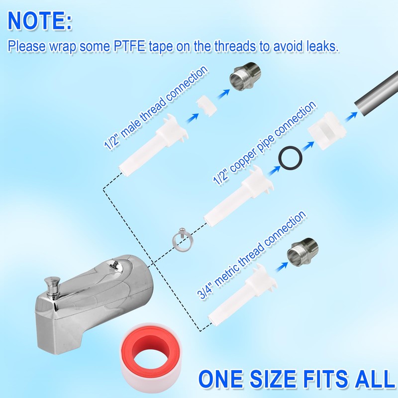 BOXOB Four in One Tub Spout Adapter, Bathtub Faucet Adapter