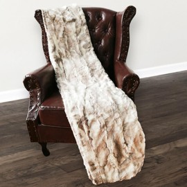Two Lumps of Sugar Marble/Tan/Cream 60 x 72 Minky Blanket - Super Soft, Cozy, and Warm, Large 60" x 72" Plush Luxury Faux Fur Throw for Couch, Sofa, Bed, Travel; Breathable, Fluffy Throw Blanket