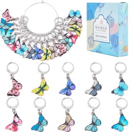SUNNYCLUE 1 Box 20Pcs Stitch Markers Cute Butterfly Lobster Clasp Charms Crochet Stitch Marker Removable Knitting Stitch Markers Metal Crocheting Markers for Sewing Weaving Knit Threading DIY Craft