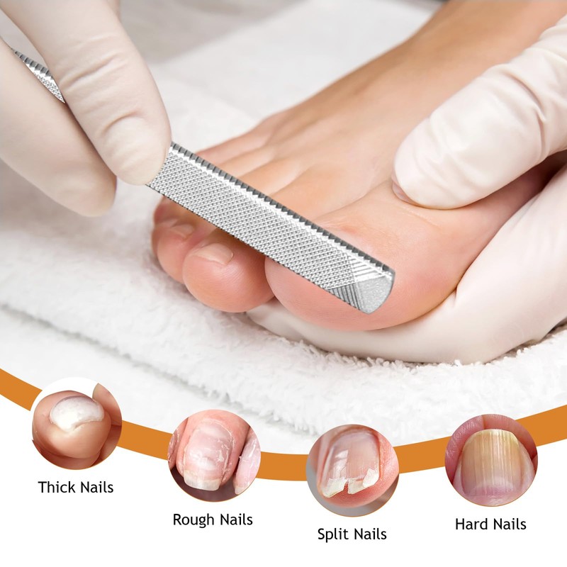 Toe Nail Files for Thick Nails,Professional Stainless Steel Nail File