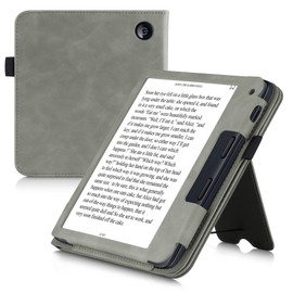 kwmobile Flip Case Compatible with Tolino Vision 6 - Hand Strap - Cover Grey